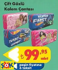 Barbie/Hot Wheels Çift Gözlü Kalem Çantası