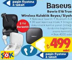 Baseus Bowie E16 True Wireless Kulaklık Beyaz/Siyah