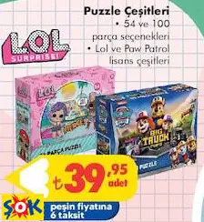 Paw Patrol/Lol Puzzle 54/100 Parça Çeşitleri