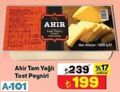 Ahir Tam Yağlı Tost Peyniri 1 Kg