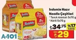 Indomie Hazır Noodle Çeşitleri Tavuk Aromalı 5X70 G/Körili 5X75 G