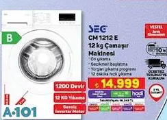 SEG CM 1212 E 12 Kg Çamaşır Makinesi