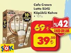 Cafe Crown Latte Sütlü Köpüklü Kahve 10'Lu