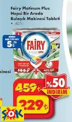 Fairy Platinum Plus Hepsi Bir Arada Bulaşık Makinesi Tableti 40'Lı