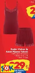 Kadın Viskon İp Askılı Pijama Takımı