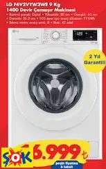 LG F4V3VYW3WE 9 Kg 1400 Devir Çamaşır Makinesi