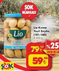 Lio Kırma Yeşil Zeytin (141-160) 400 G