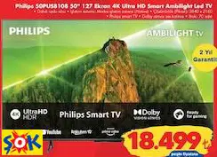 Philips 50PUS8108 50 İnç 127 Ekran 4 K Ultra HD Smart Ambilight Led Tv