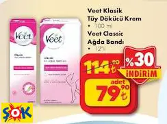 Veet Tüy Dökücü Krem 100 Ml Veet Classic Ağda Bandı 12'Li