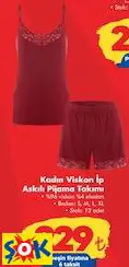 Kadın Viskon İp Askılı Pijama Takımı