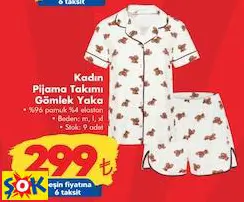 Kadın Pijama Takımı Gömlek Yaka