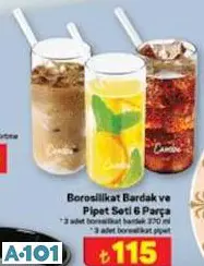 Borosilikat Bardak Ve Pipet Seti 6 Parça