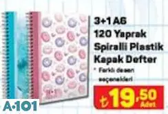 3+1 A6 120 Yaprak Spiralli Plastik Kapak Defter