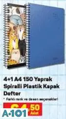 4+1 A4 150 Yaprak Spiralli Plastik Kapak Defter