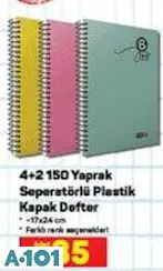 4+2 150 Yaprek Seperatörlü Plastik Kapak Defter 17X24 Cm