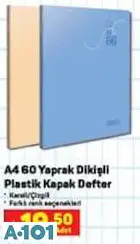 A4 60 Yaprak Dikişli Plastik Kapak Kareli/Çizgili Defter