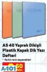 A5 40 Yaprak Dikişli Plastik Kapak Dik Yazı Defteri