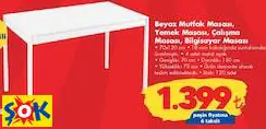 Beyaz Mutfak Masası/Yemek Masası/Çalışma Masası /Bilgisayar Masası