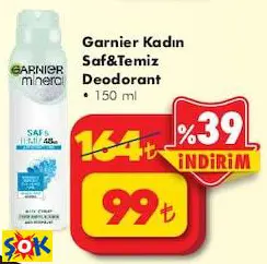 Garnier Kadın Saf&Temiz Deodorant 150 Ml