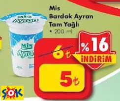 Mis Bardak Ayran Tam Yağlı 200 Ml