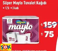 Süper Maylo Tuvalet Kağıdı 12'Li 3 Katlı