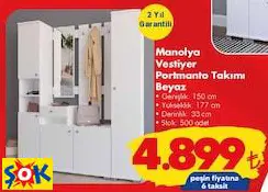 Manolya Vestiyer Portmanto Takımı Beyaz