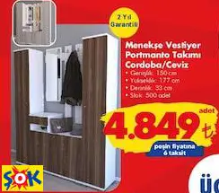 Menekşe Vestiyer Portmanto Takımı Cordoba/Ceviz