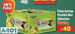 Cino Antep Fıstıklı Bar Çikolata 16X25 G