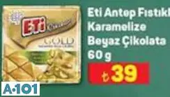 Eti Antep Fıstıklı Karamelize Beyaz Çikolata 60 G