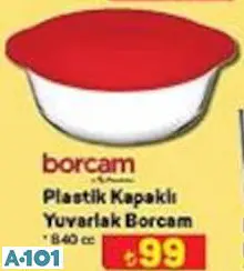 Paşabahçe Plastik Kapaklı Yuvarlak Borcam 840 Cc