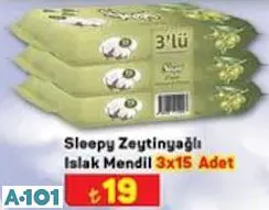 Sleepy Zeytinyağlı Islak Mendil 3X15 Adet