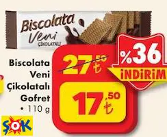 Biscolata Veni Çikolatalı Gofret 110 G