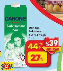 Danone Laktozsuz Süt %1 Yağlı 1 L