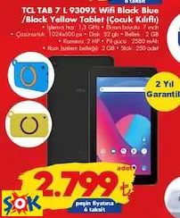 TCL TAB 7 L 9309X Wifi Black Blue/Yellow Tablet Çocuk Kılıflı