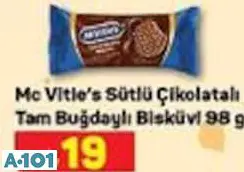 Mc Vitle's Sütlü Çikolatalı Tam Buğdaylı Bisküvi 98 G