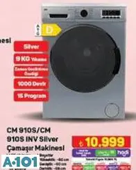 Seg CM 910S/CM 9105 INV Silver Çamaşır Makinesi