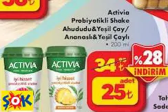 Activia Probiyotikli Shake Ahududu&Yeşil Çay/Ananaslı& Yeşil Çay 200 Ml