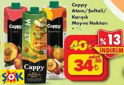 Cappy Atom/Şeftali/Karışık Meyve Nektarı 1 L