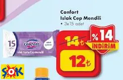 Confort Islak Cep Mendili 3X15 Adet