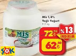 Mis %1,8 Yağlı Yoğurt 2 Kg