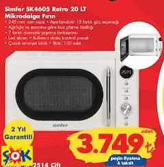 Simfer SK4605 Retro 20 Lt Mikrodalga Fırın