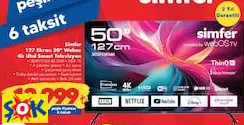 Simfer 50SFSW6M 127 Ekran 50 İnç Webos 4K UHD Smart Televizyon Akıllı TV