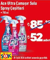 Ace Ultra Çamaşır Sulu Sprey Çeşitleri 700 Ml