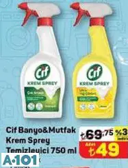 Cif Banyo&Mutfak Krem Sprey Temizleyici 750 Ml Amonyak/Limon