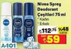 Nivea Sprey Deodorant Çeşitleri 75 Ml Kadın/Erkek