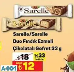 Sarelle/Sarelle Duo Fındık Ezmeli Çikolata Gofret 33 G