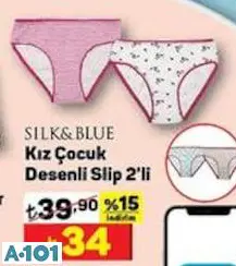 Silk&Blue Kız Çocuk Desenli Slip Külot 2'Li