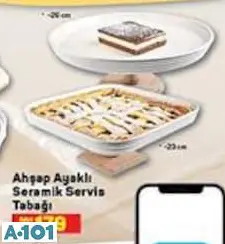 Ahşap Ayaklı Seramik Servis Tabağı 23/26 cm