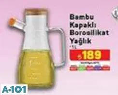 Bambu Kapaklı Borosilikat Yağlık 1 L