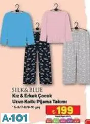 Silk&Blue Kız Erkek Çocuk Uzun Kollu Pijama Takımı